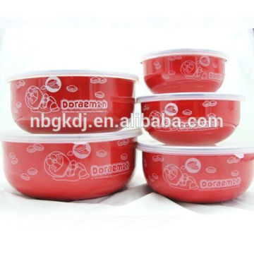 5 pcs a set round bottom red enamel bowl from china